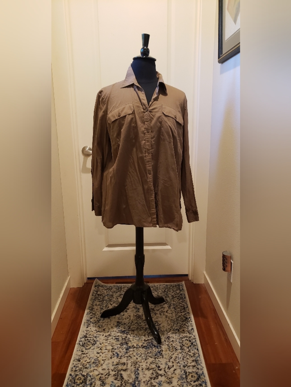 Lauren Classic Brown Button-Down Shirt - Women's Long Sleeve